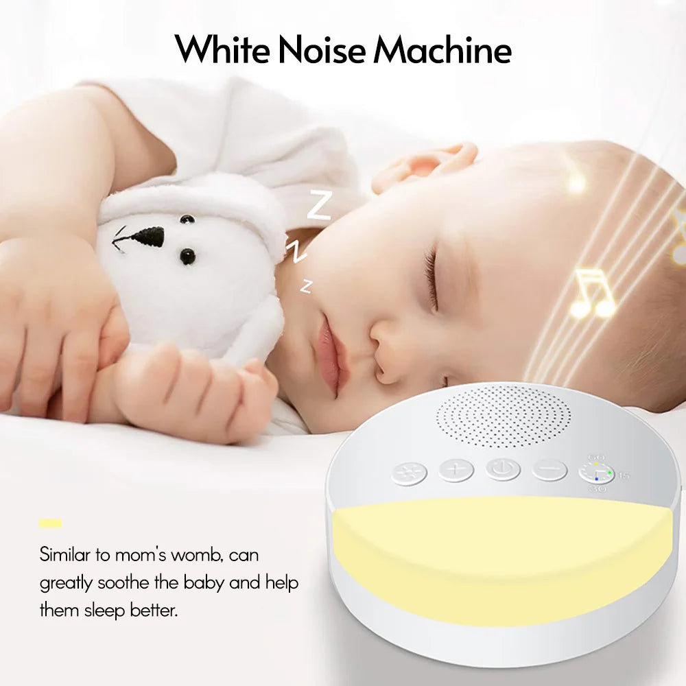 USB Rechargeable Baby White Noise Machine with Timer, Night Light, Multiple Sound Options, Compact Design for Infants and Toddlers 0