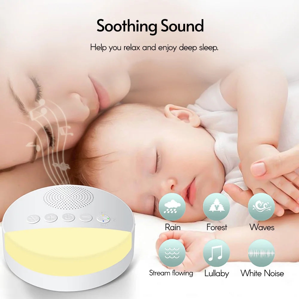 USB Rechargeable Baby White Noise Machine with Timer, Night Light, Multiple Sound Options, Compact Design for Infants and Toddlers 3